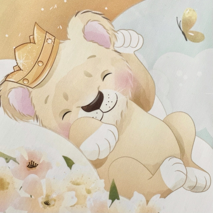 Paturica bebe din satin si velur cu pilota Lion crem (7)